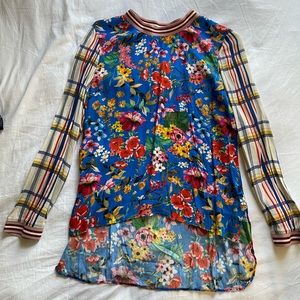 Zara floral long-sleeve blouse